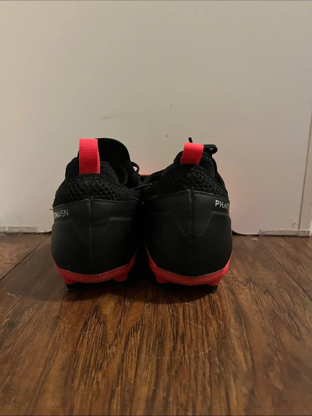 Nike Kids Phantom Vision Soccer Cleats in Bright Red and Black